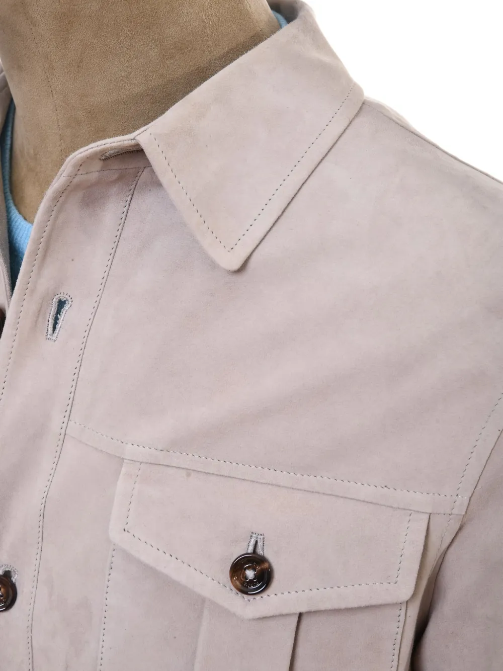 Kiton Kired Erik lambskin button-fastening jacket Beige