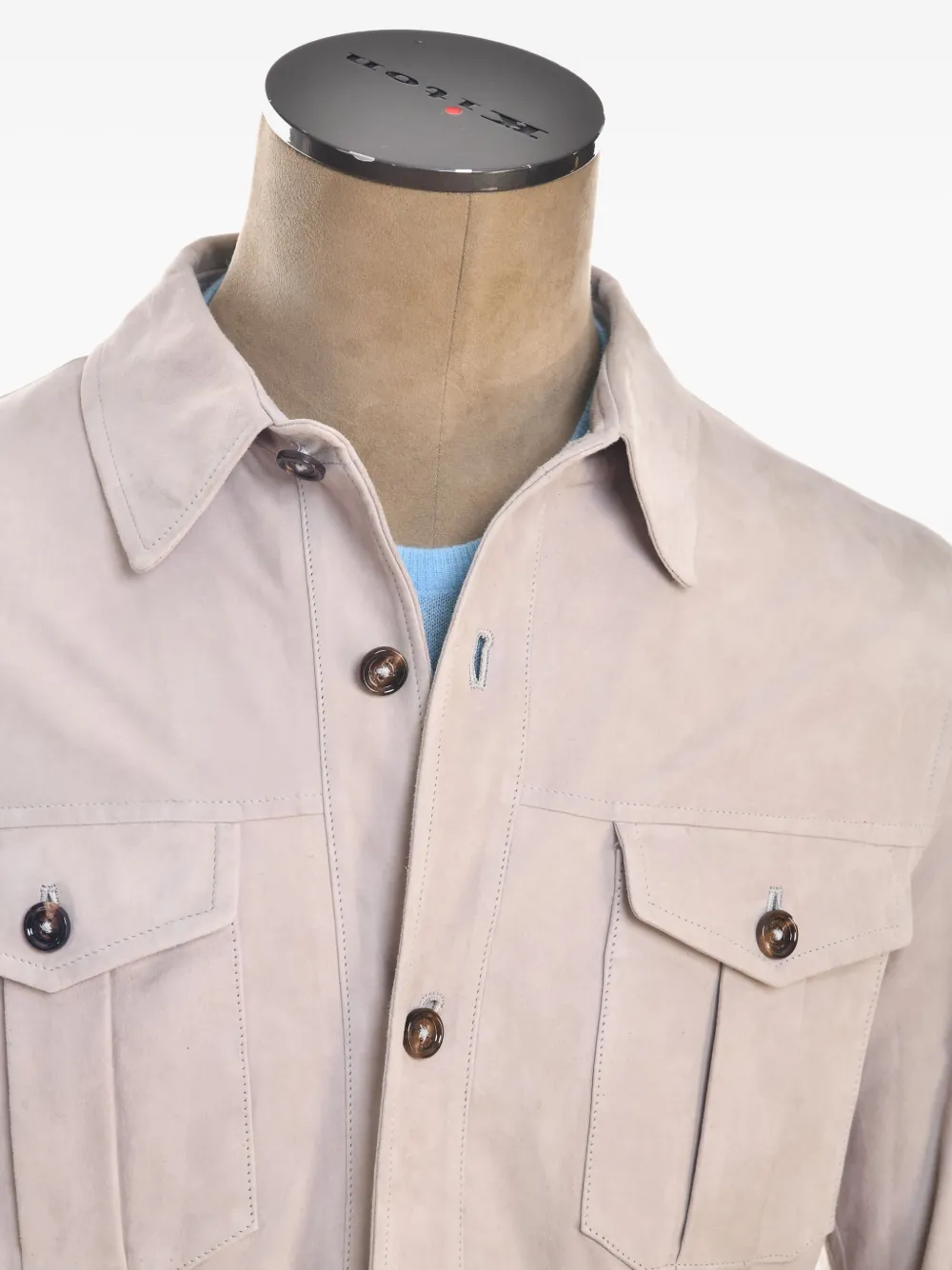 Kiton Kired Erik lambskin button-fastening jacket Beige