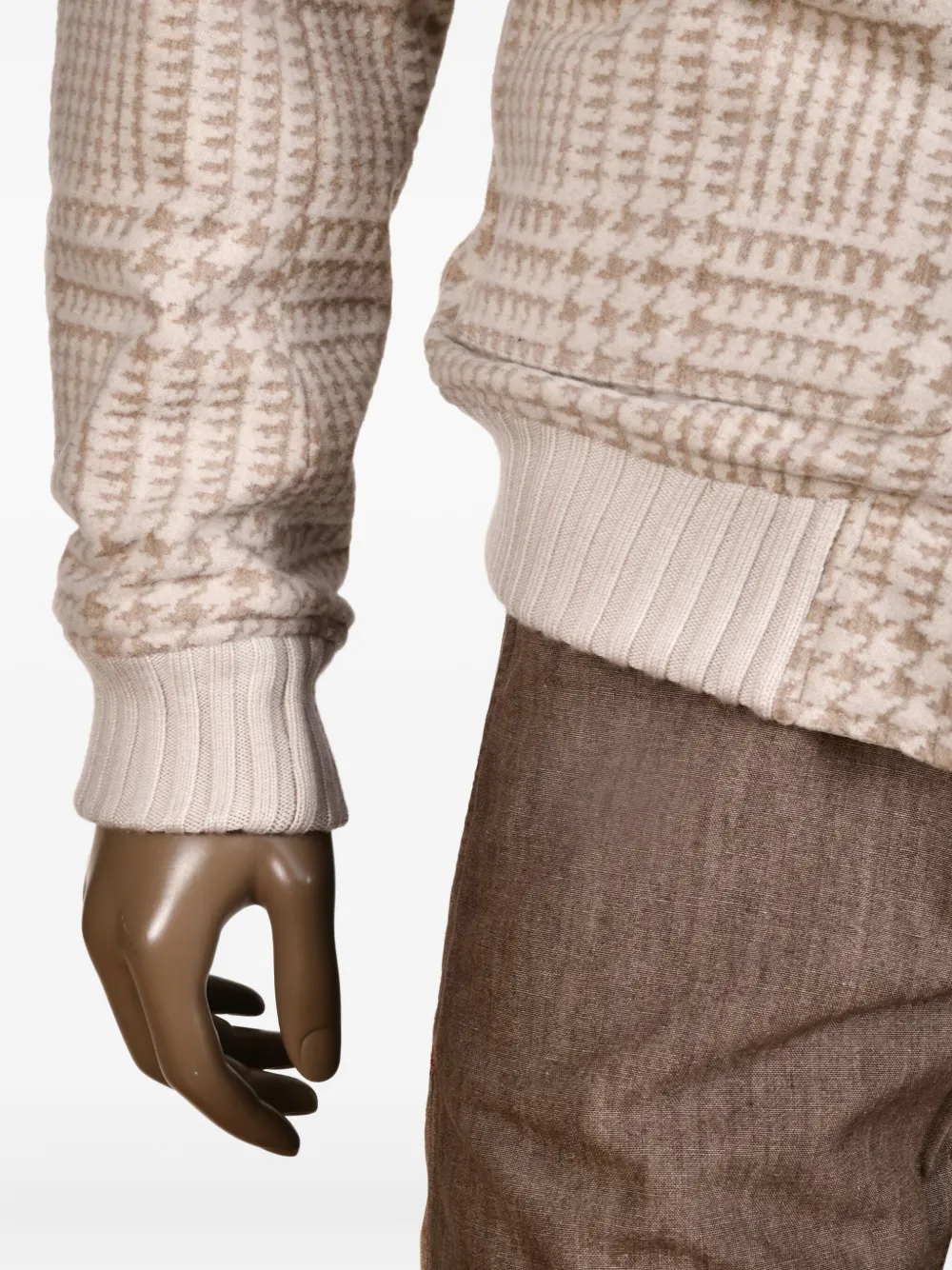 Kiton Kired jack met capuchon en pied-de-poule print Beige