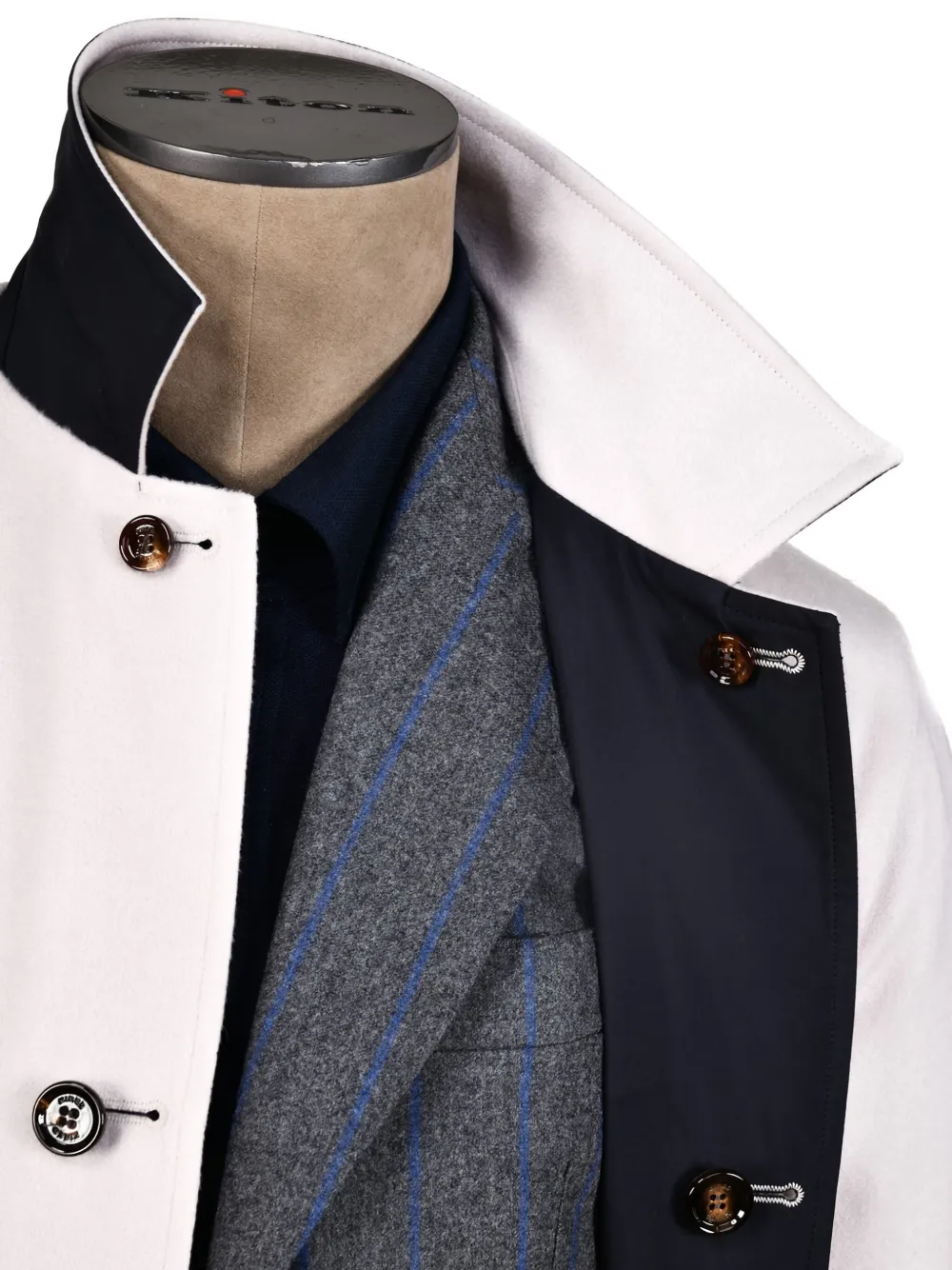 Kiton Omkeerbare regenjas met puntige revers Beige