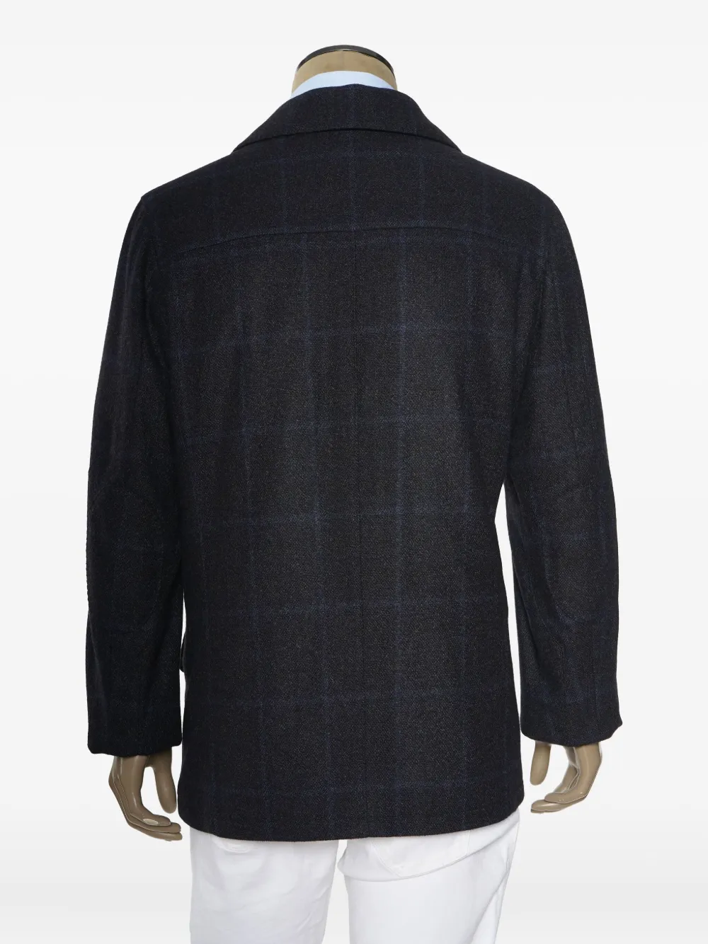 Kiton Windpane jack met dubbele rij knopen Zwart