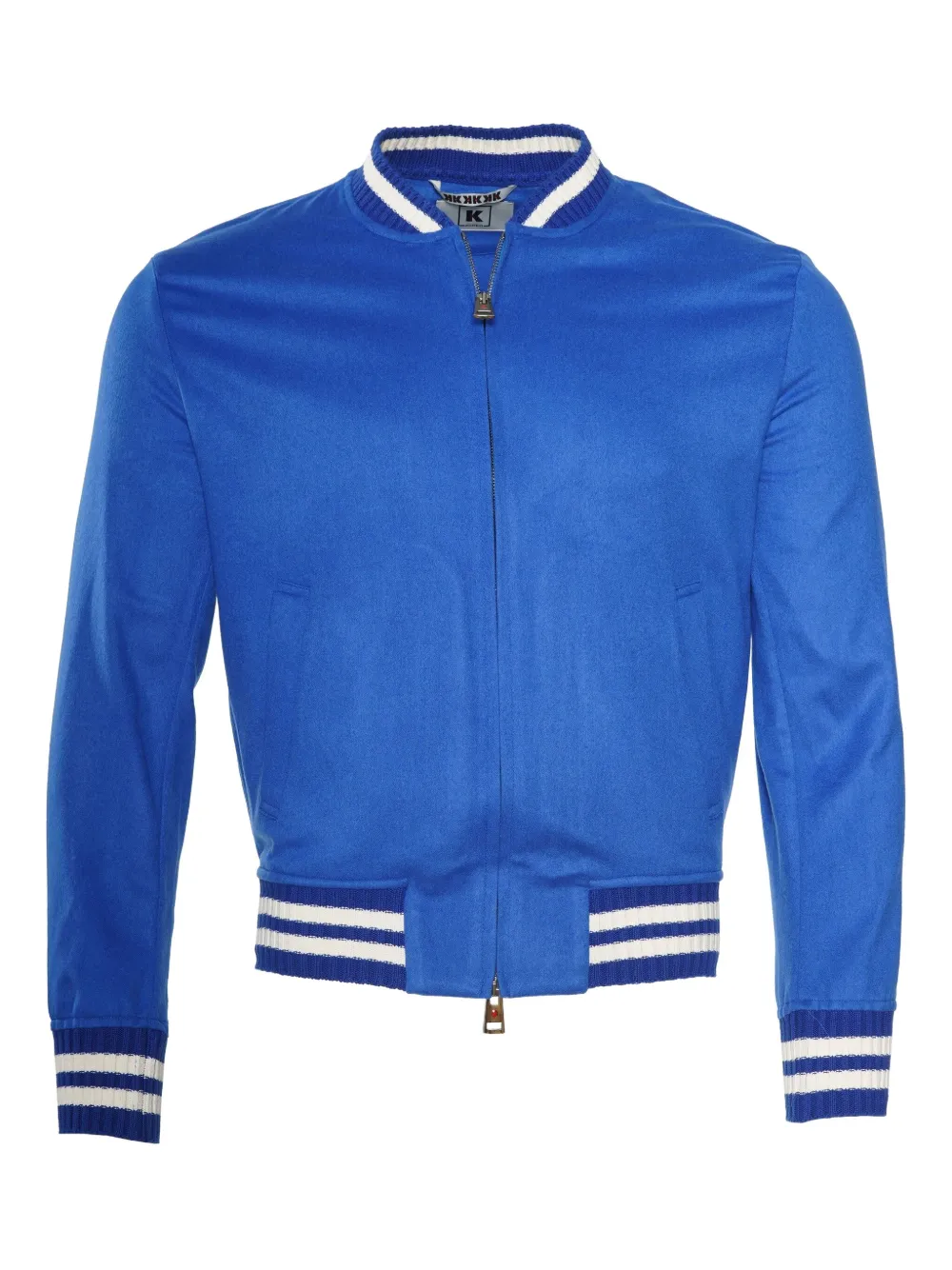 Kiton Kired Didier kasjmier jack met geribbelde afwerking Blauw