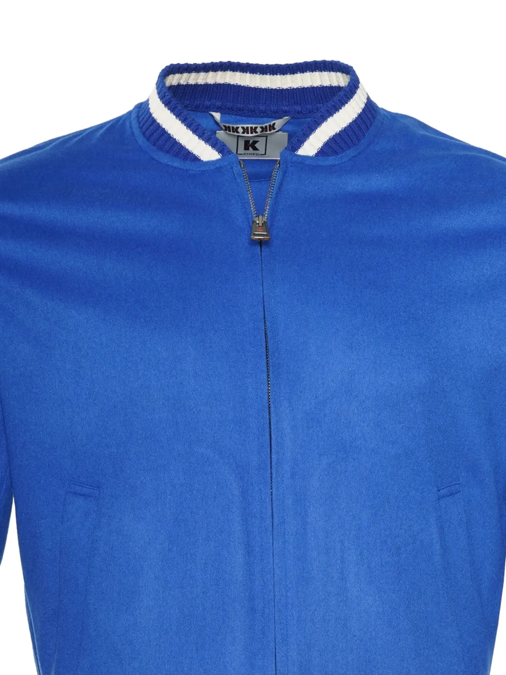 Kiton Kired Didier kasjmier jack met geribbelde afwerking Blauw
