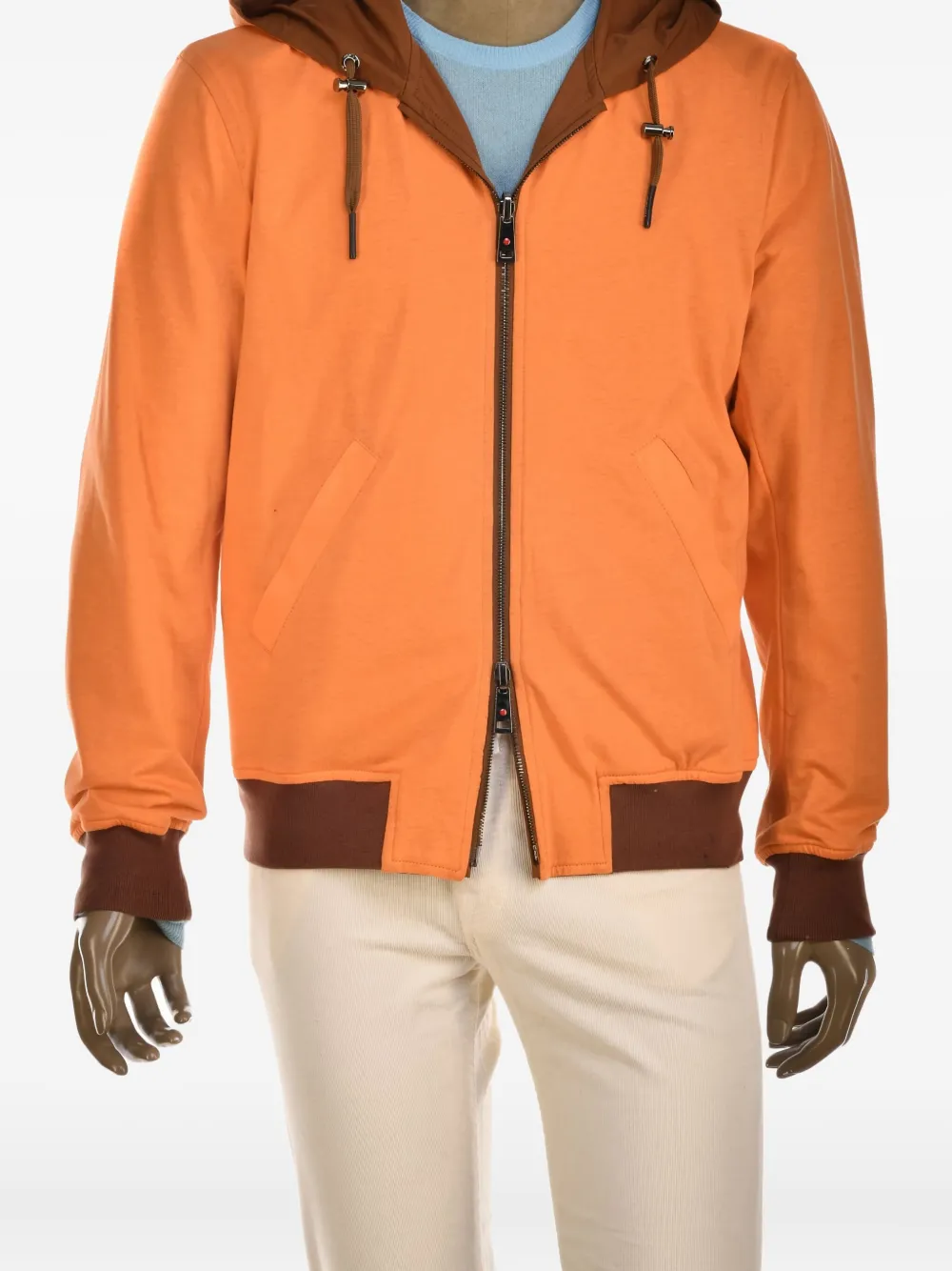 Kiton Kired Tinga omkeerbaar jack met capuchon Blauw