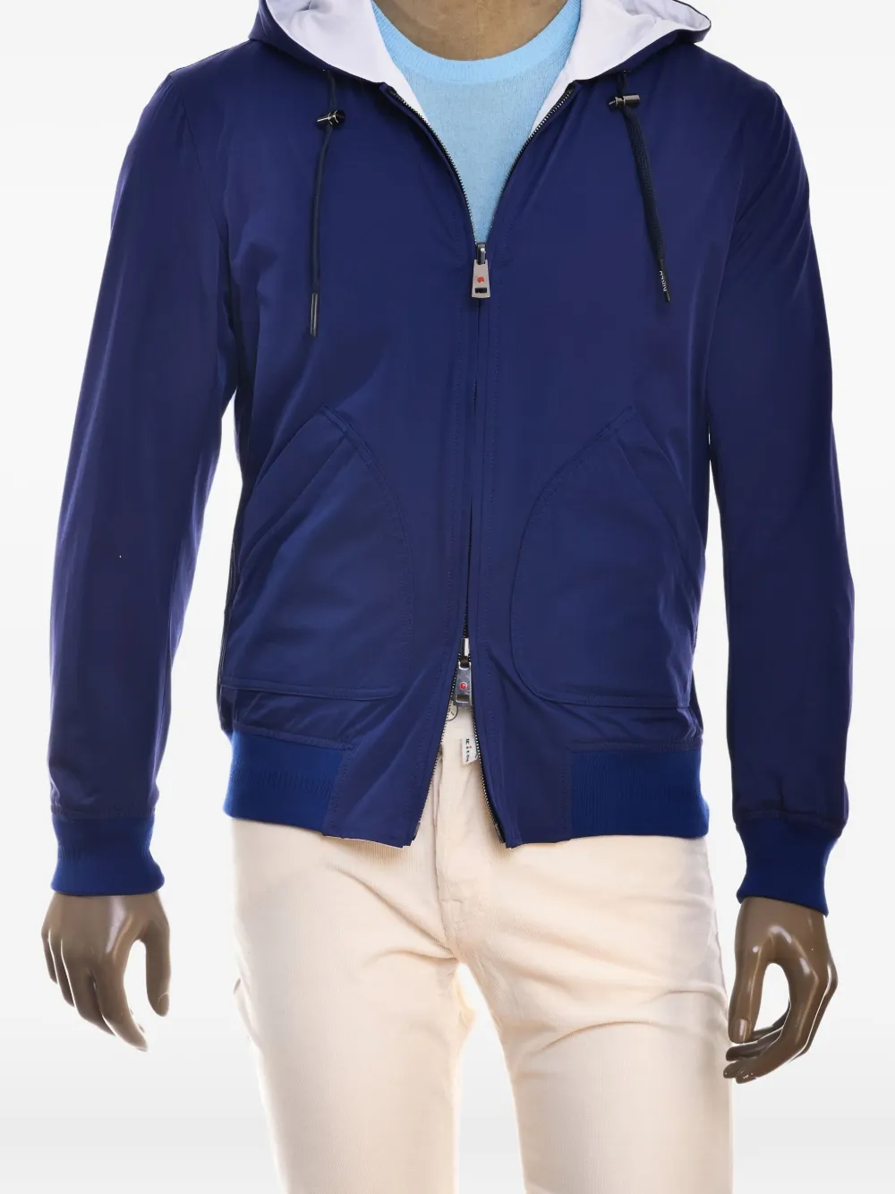 Kiton Kired Tinga omkeerbaar jack met capuchon Blauw