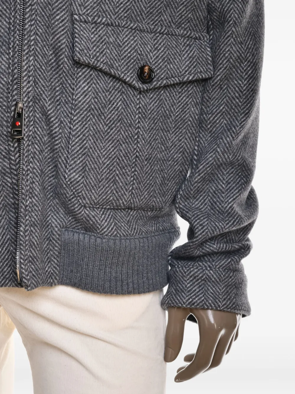 Kiton Furb herringbone jacket Grijs