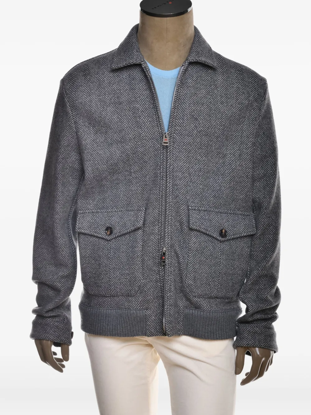 Kiton Furb herringbone jacket Grijs