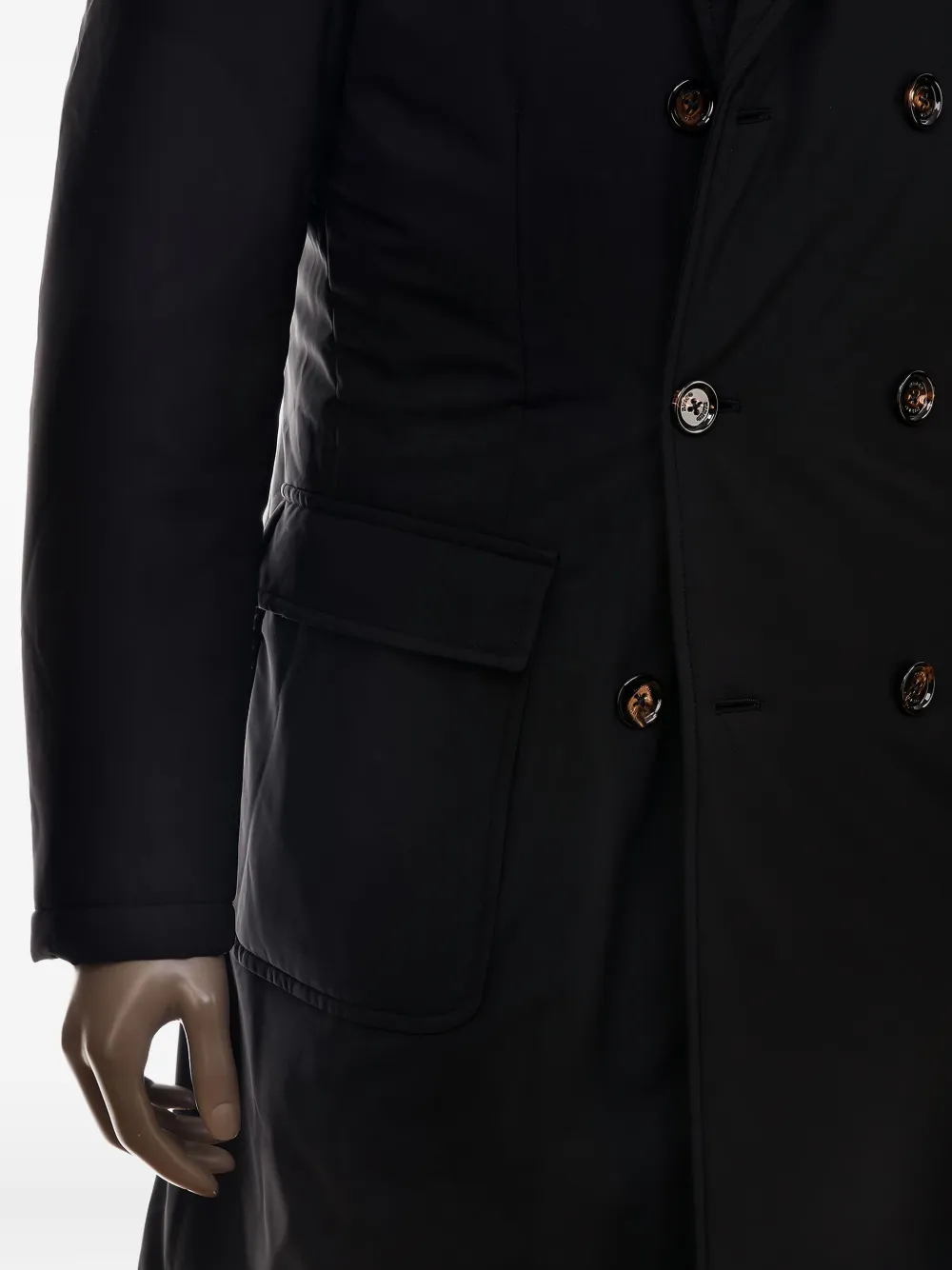 Kiton Ofu regenjas met dubbele rij knopen Blauw