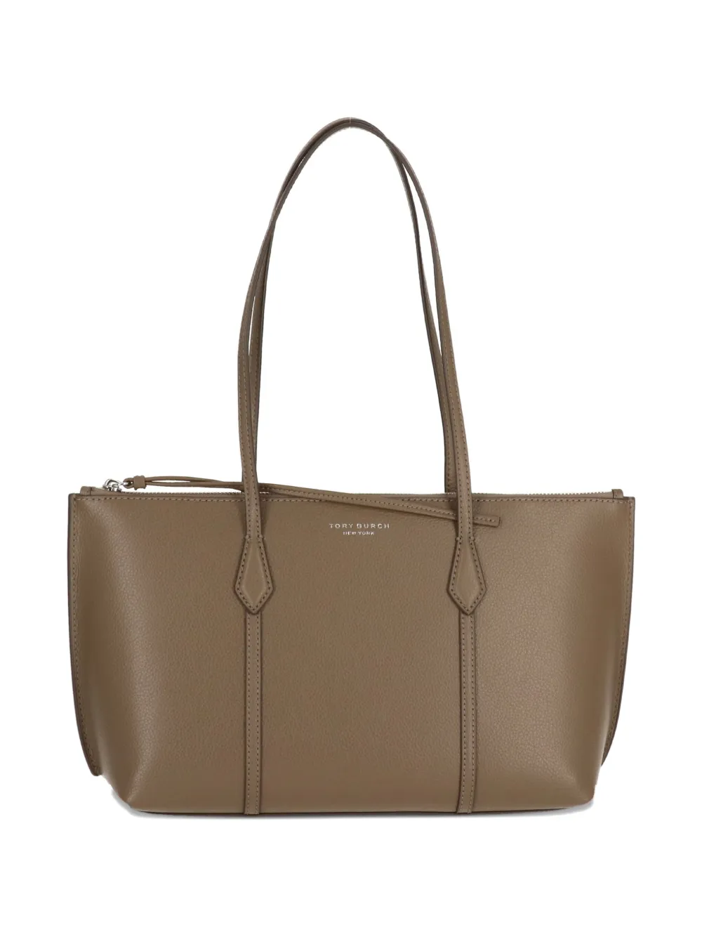 Tory Burch Perry Zip-top Leather Tote Bag In Brown