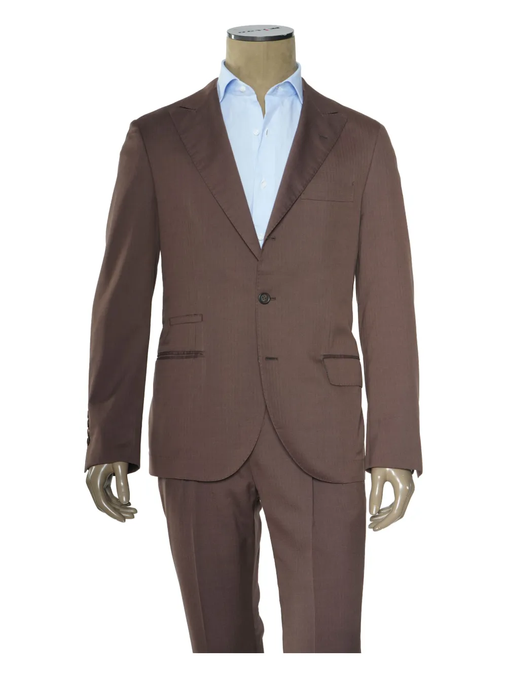 Brunello Cucinelli peak-lapel single-breasted suit Bruin