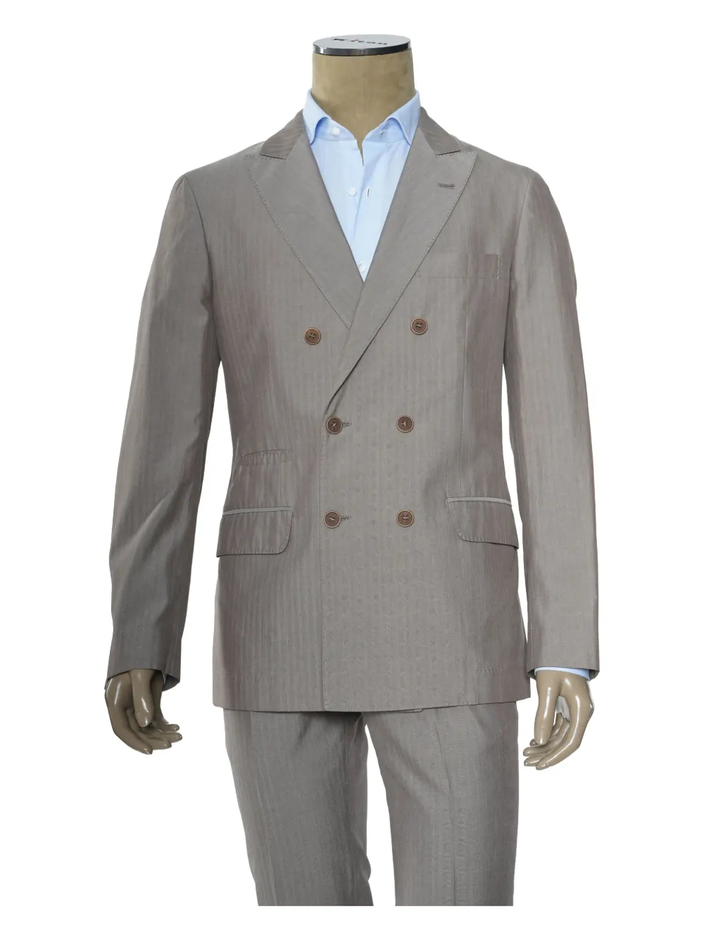 Brunello Cucinelli double breasted pinstripe suit Grijs