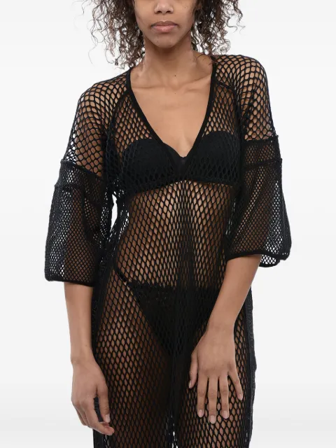 Off-White robe longue en résille à bande logo