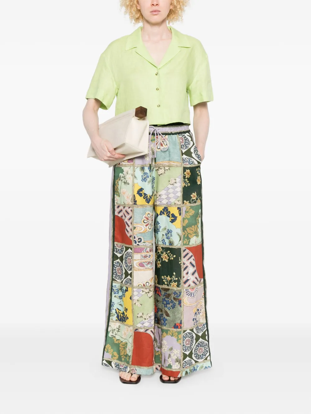 ALEMAIS Bianca broek met patchwork - Groen