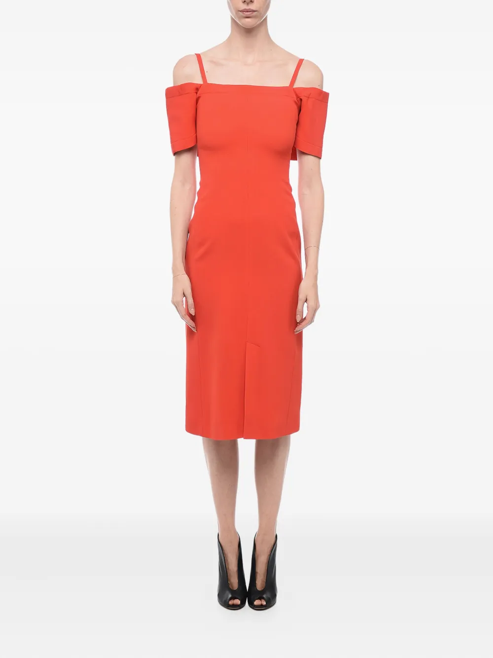 Victoria Beckham Off-shoulder midi-jurk Rood