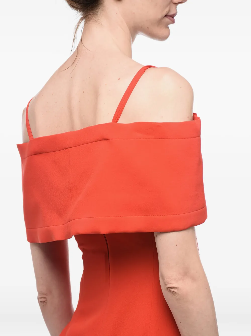 Victoria Beckham Off-shoulder midi-jurk Rood