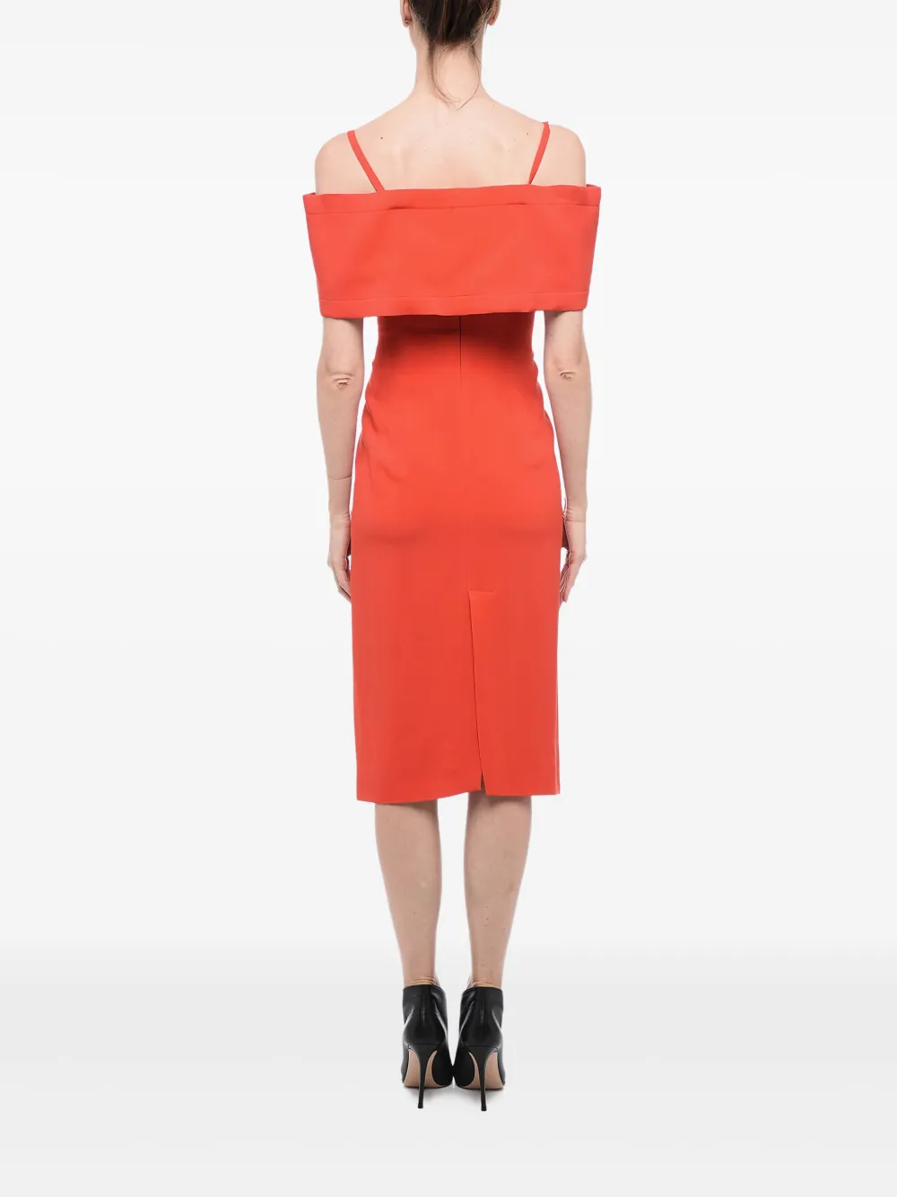 Victoria Beckham Off-shoulder midi-jurk Rood