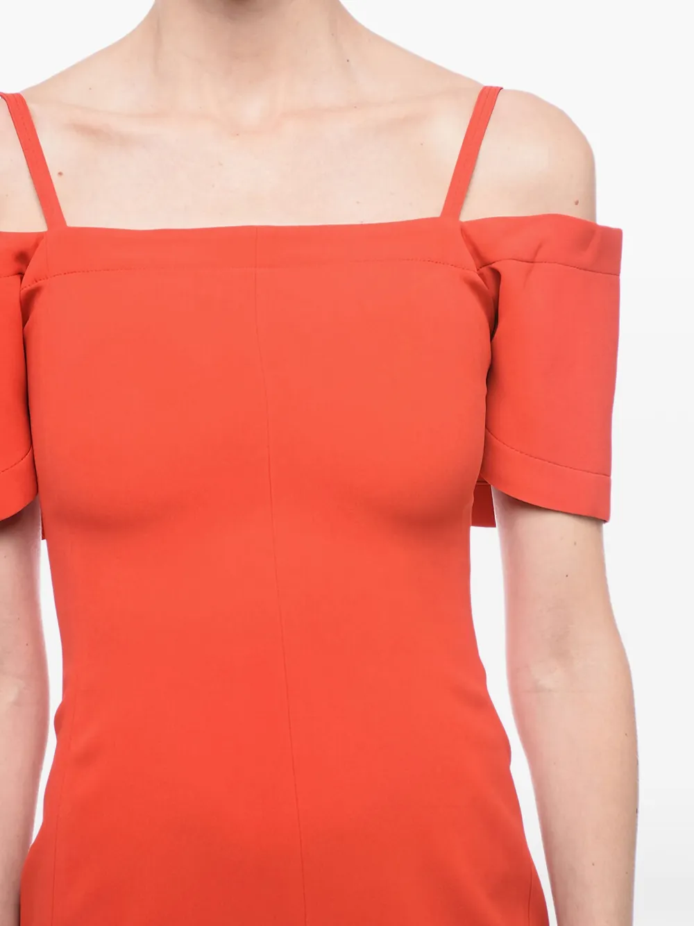 Victoria Beckham Off-shoulder midi-jurk Rood