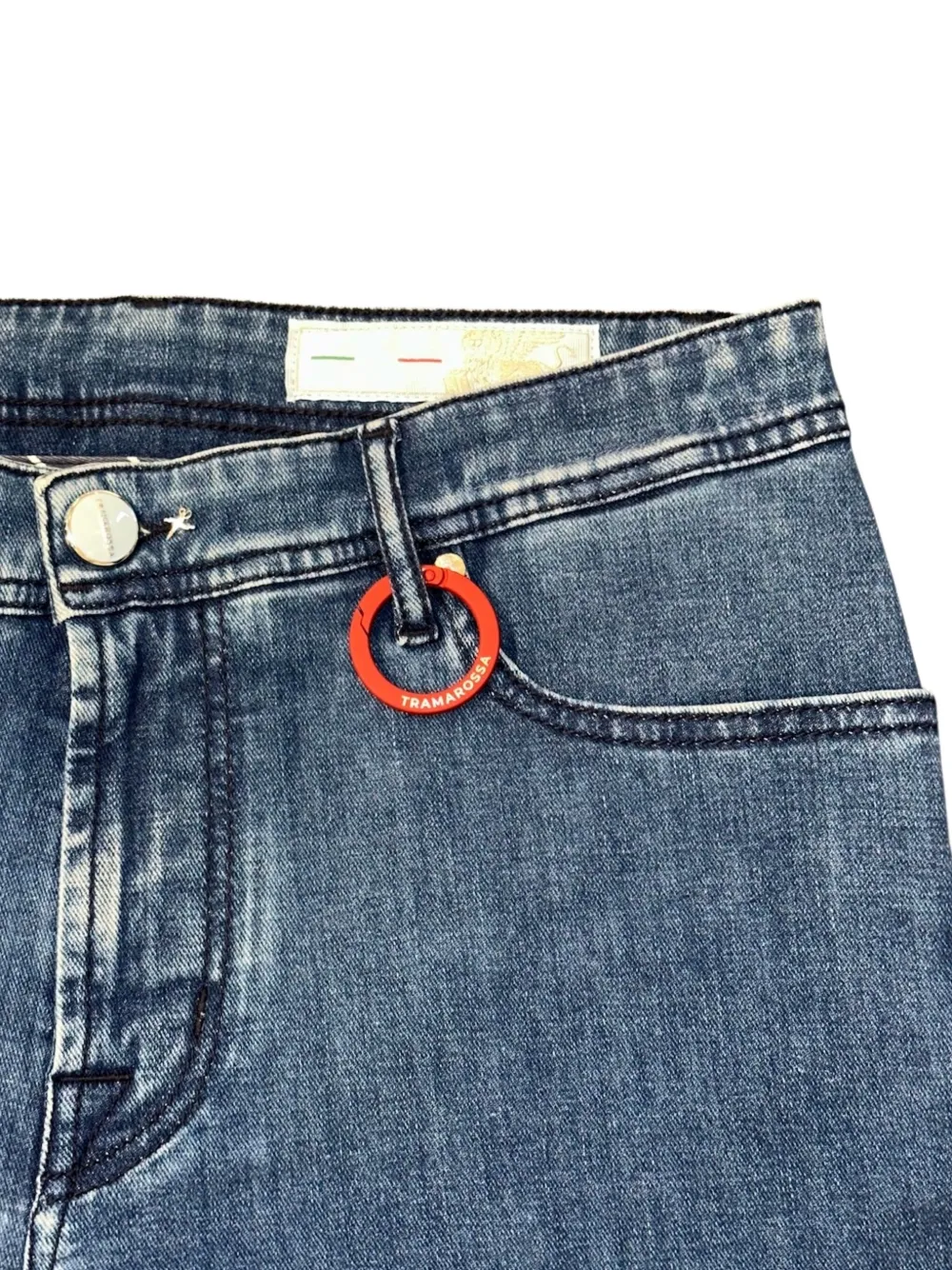 Sartoria Tramarossa Denim shorts met logopatch Blauw