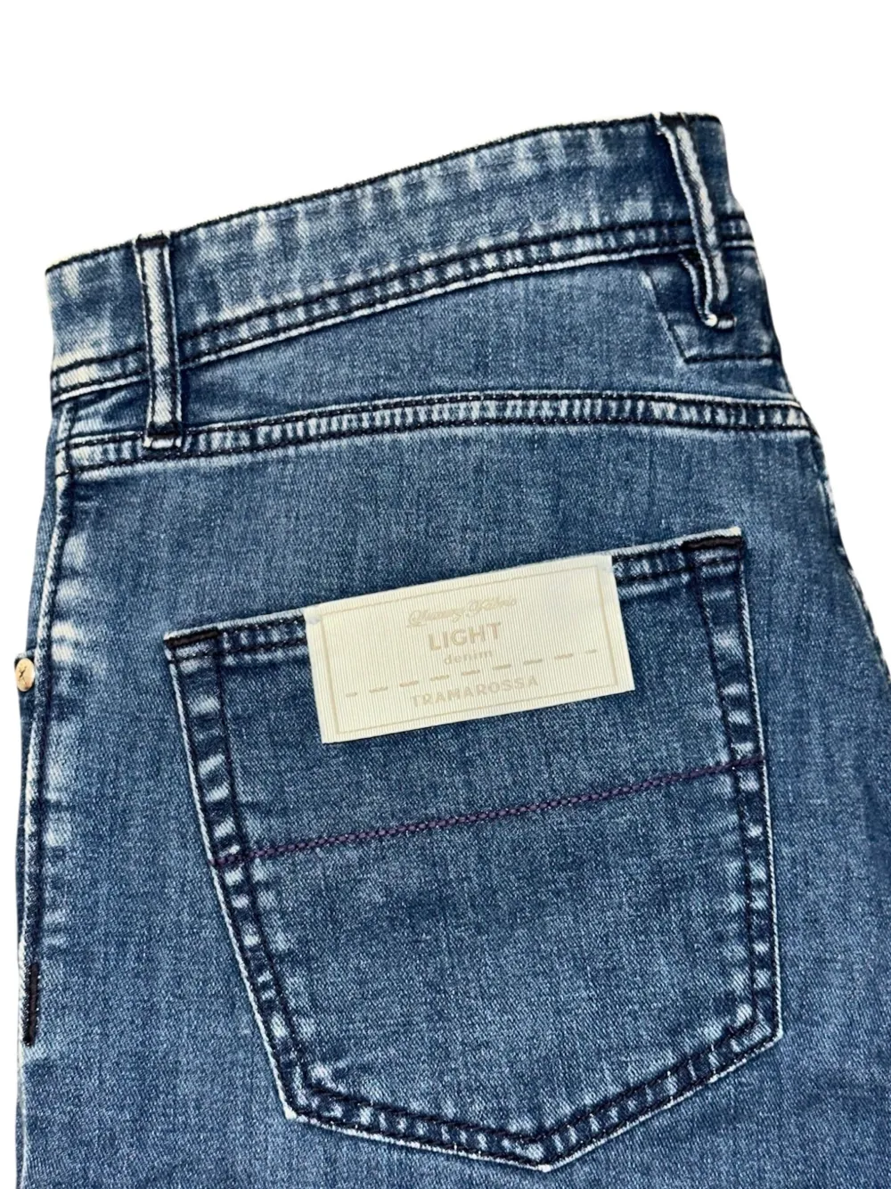 Sartoria Tramarossa Denim shorts met logopatch Blauw