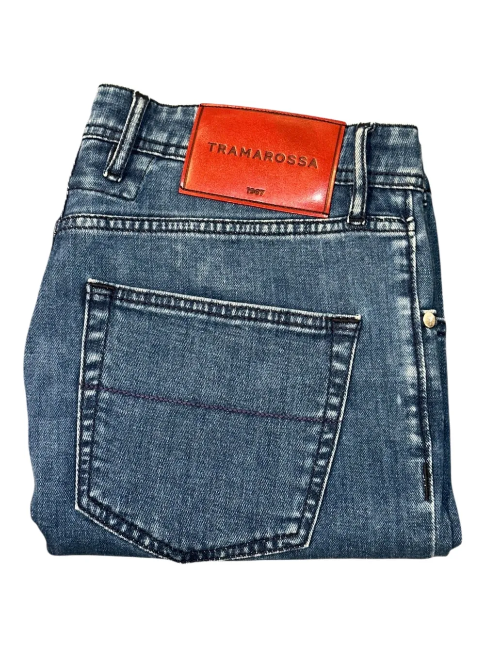 Sartoria Tramarossa Denim shorts met logopatch Blauw
