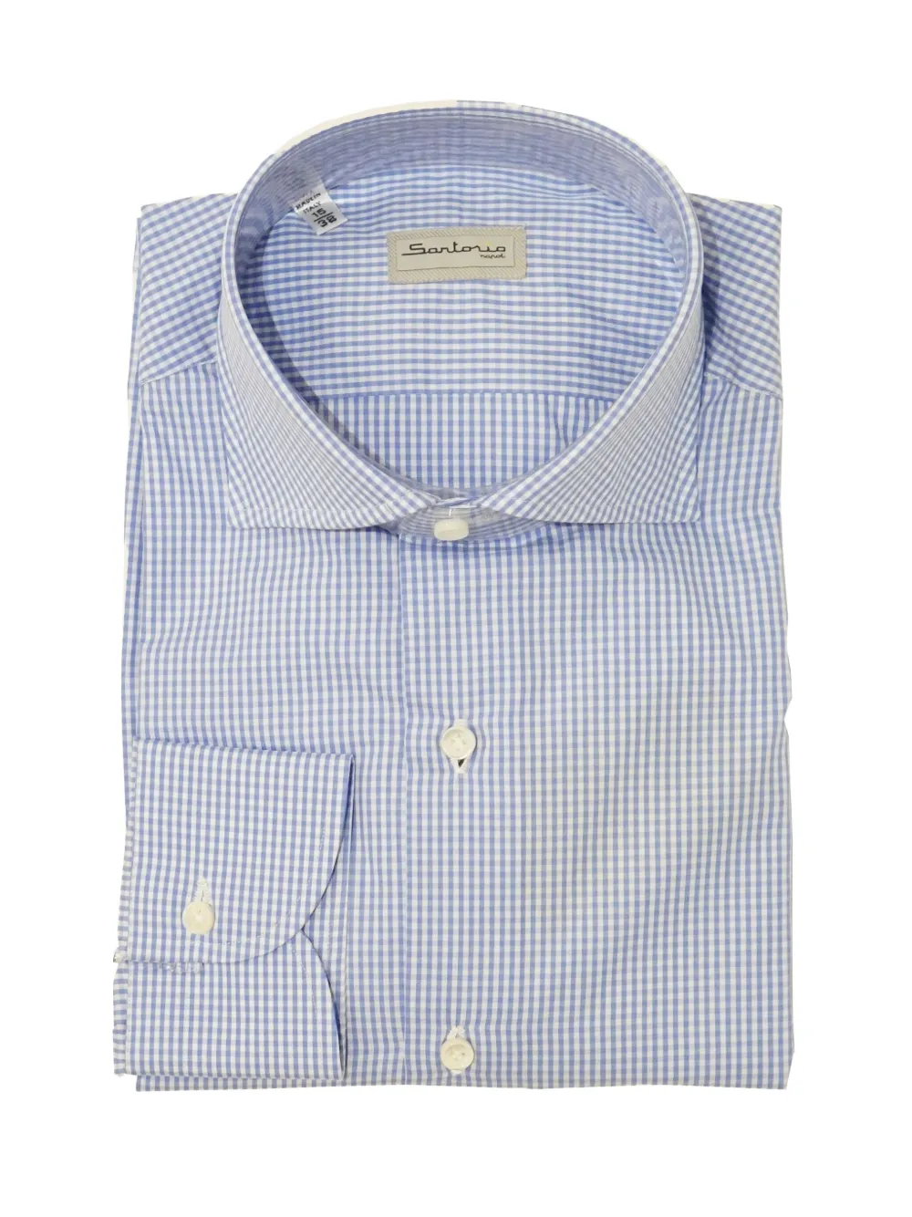 SARTORIO NAPOLI gingham-pattern cotton shirt Blauw
