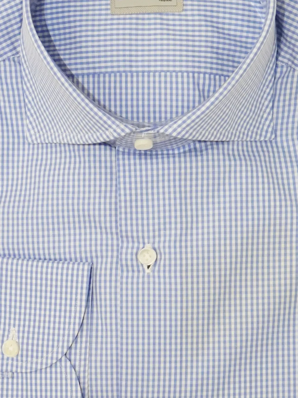 SARTORIO NAPOLI gingham-pattern cotton shirt Blauw