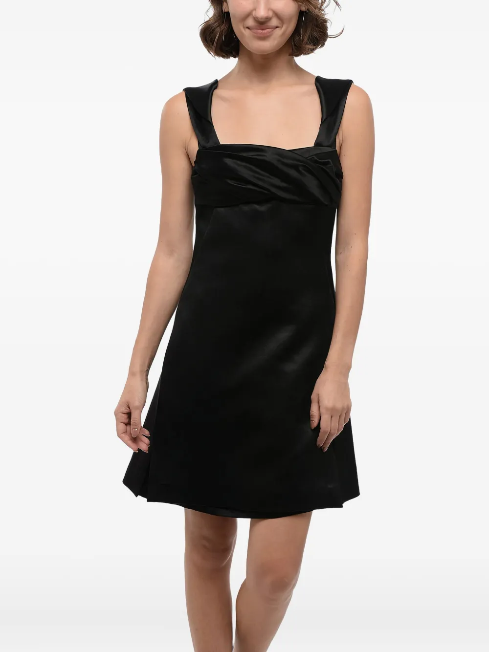 Jil Sander Mini-jurk met gedrapeerde hals en ritssluiting 001 BLACK