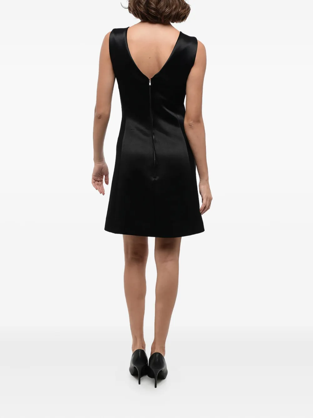 Jil Sander Mini-jurk met gedrapeerde hals en ritssluiting 001 BLACK