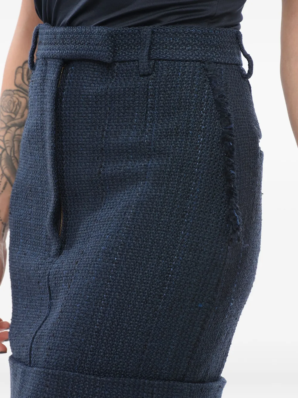 Thom Browne Tweed mini-rok met franje Blauw