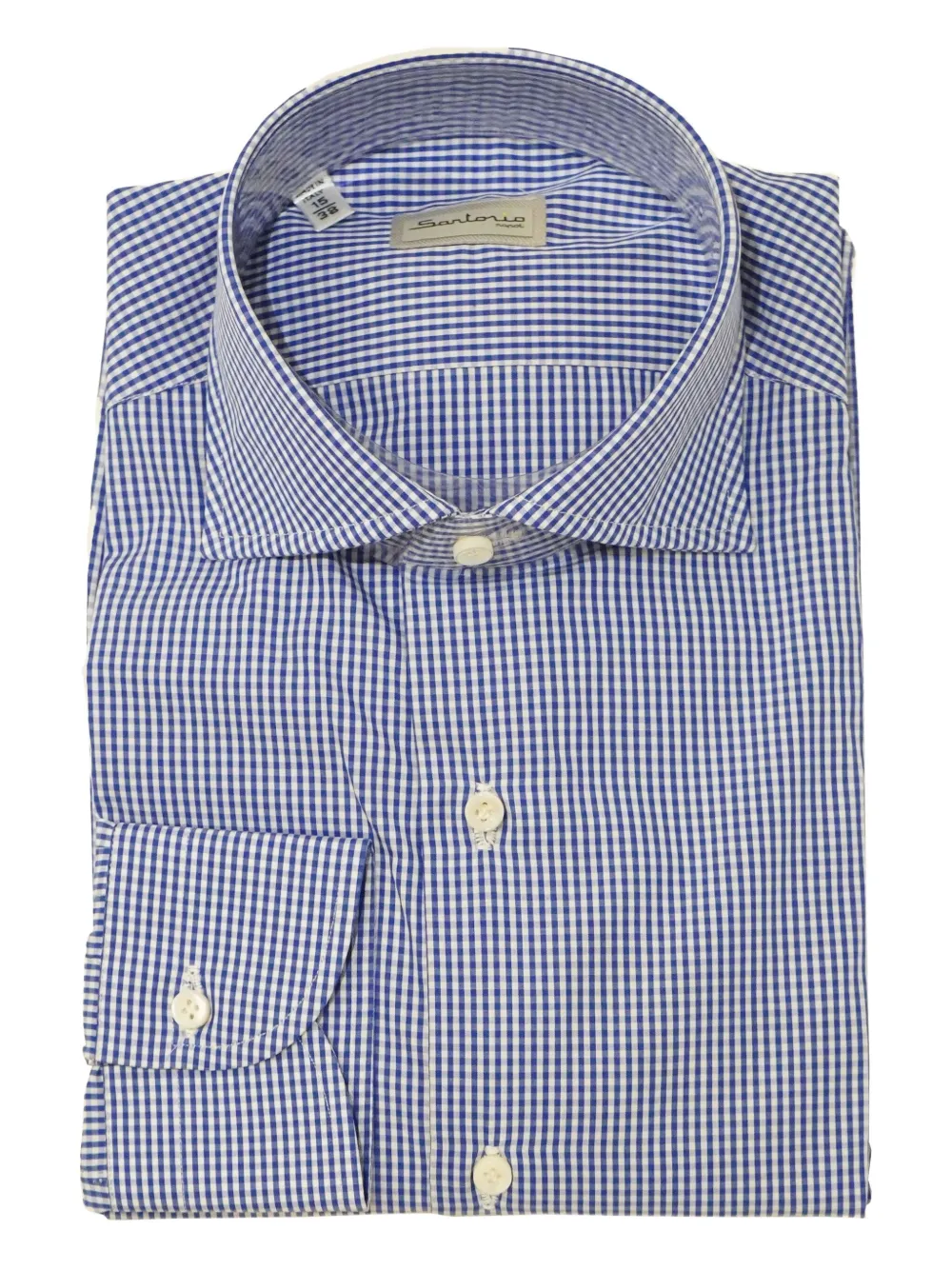SARTORIO NAPOLI gingham-check cotton shirt Blauw