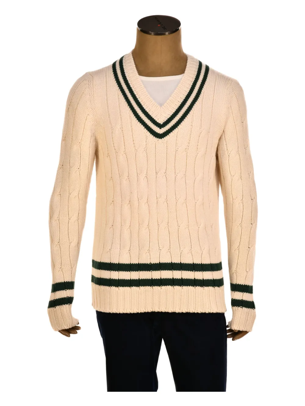 Fedeli Kabelgebreide trui met V-hals Beige