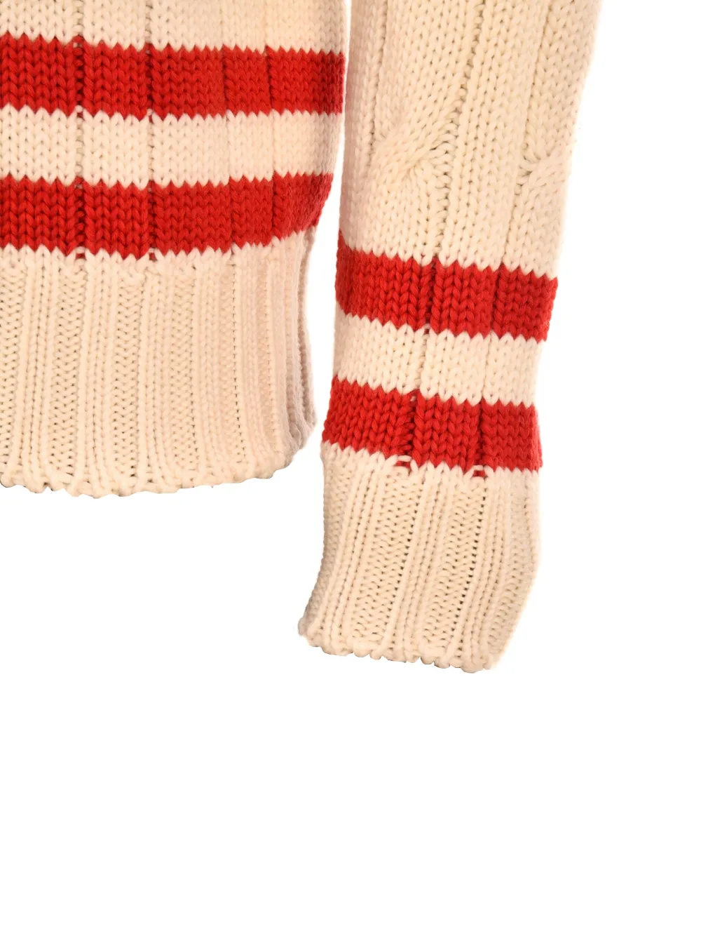 Fedeli Kabelgebreide trui met V-hals Beige