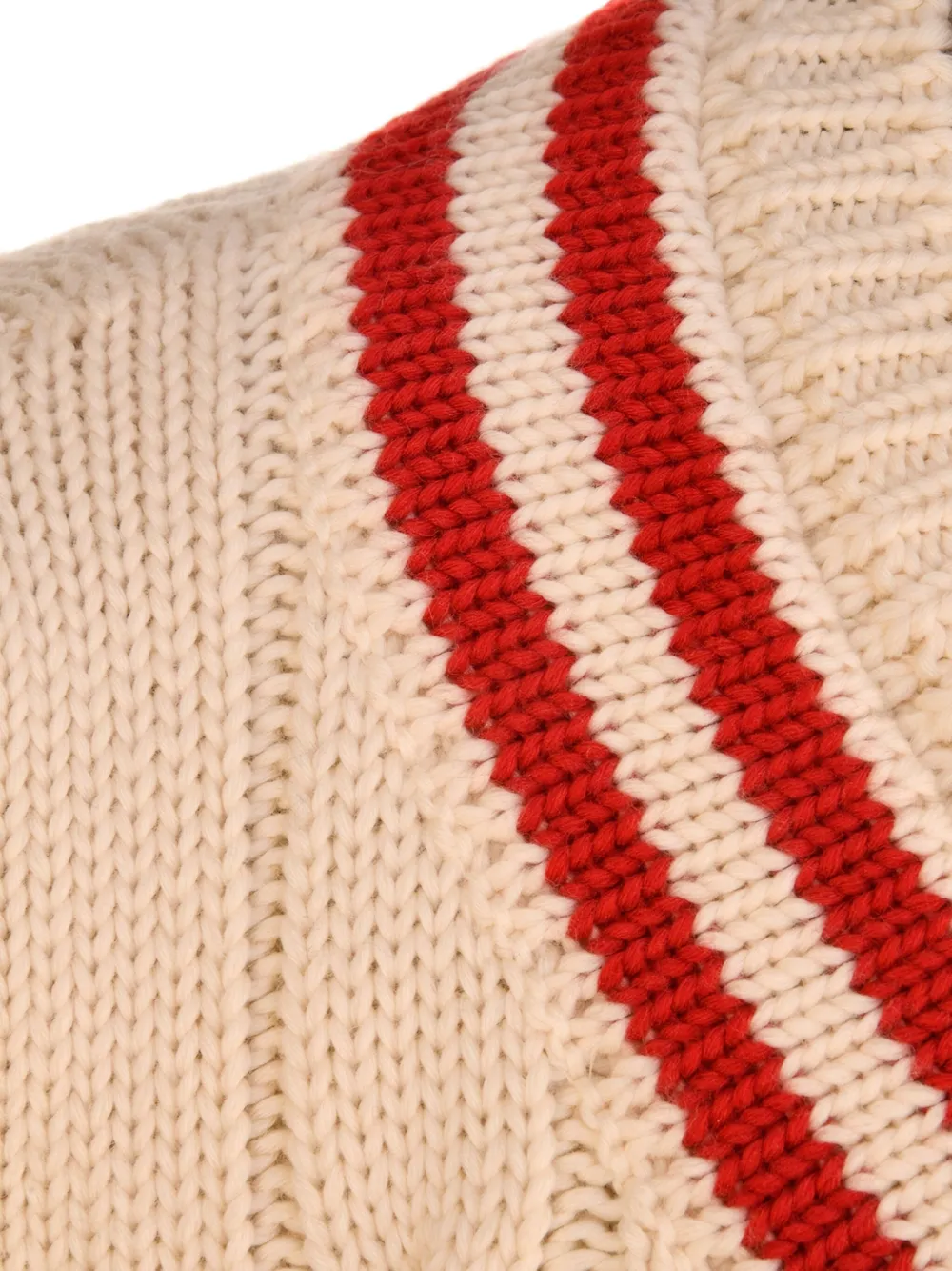 Fedeli Kabelgebreide trui met V-hals Beige