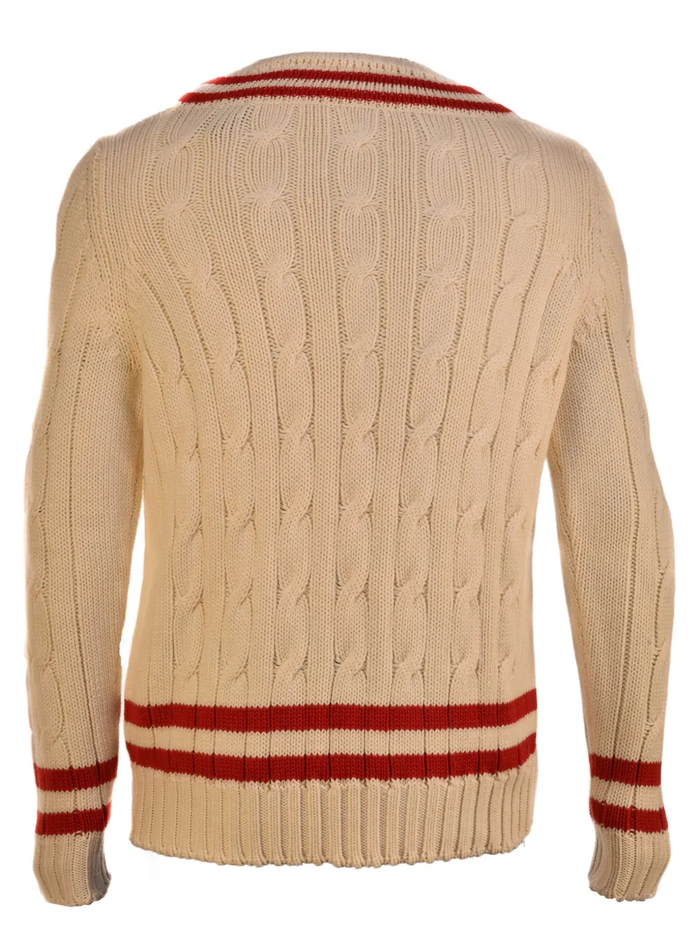 Fedeli Kabelgebreide trui met V-hals Beige