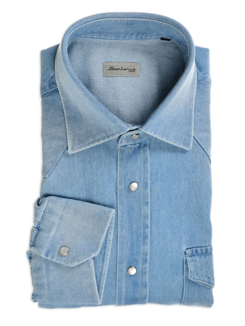 SARTORIO NAPOLI Denim overhemd met drukknoop Blauw
