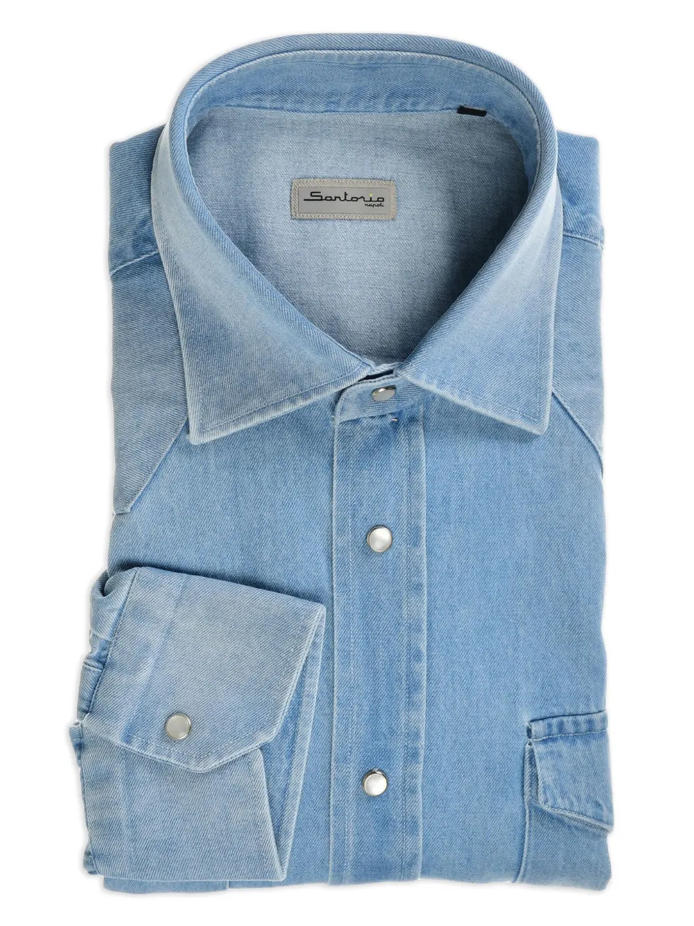 SARTORIO NAPOLI Denim overhemd met drukknoop Blauw
