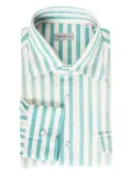 SARTORIO NAPOLI jumbo pinstripe snap-button shirt - Green