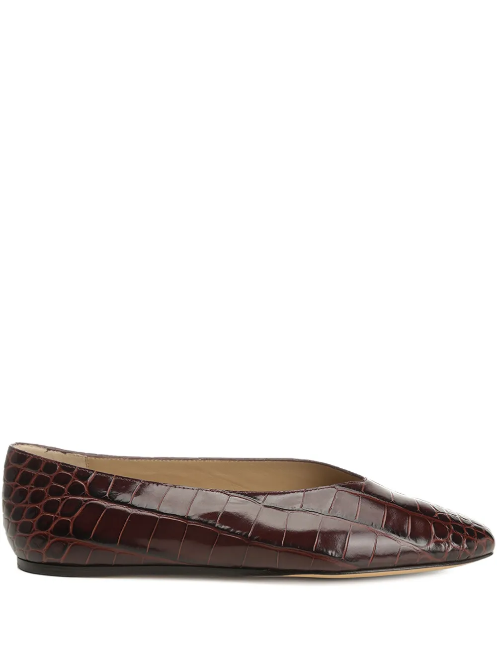 Le Monde Beryl Regency Crocodile-effect Pointed Slippers In Brown