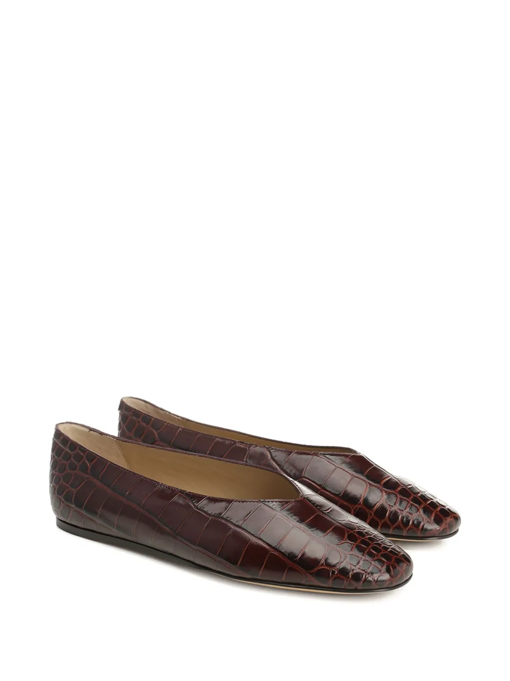 Le Monde Beryl Regency Crocodile-effect Pointed Slippers In Brown