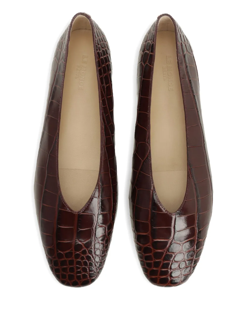 Le Monde Beryl Regency Crocodile-effect Pointed Slippers In Brown