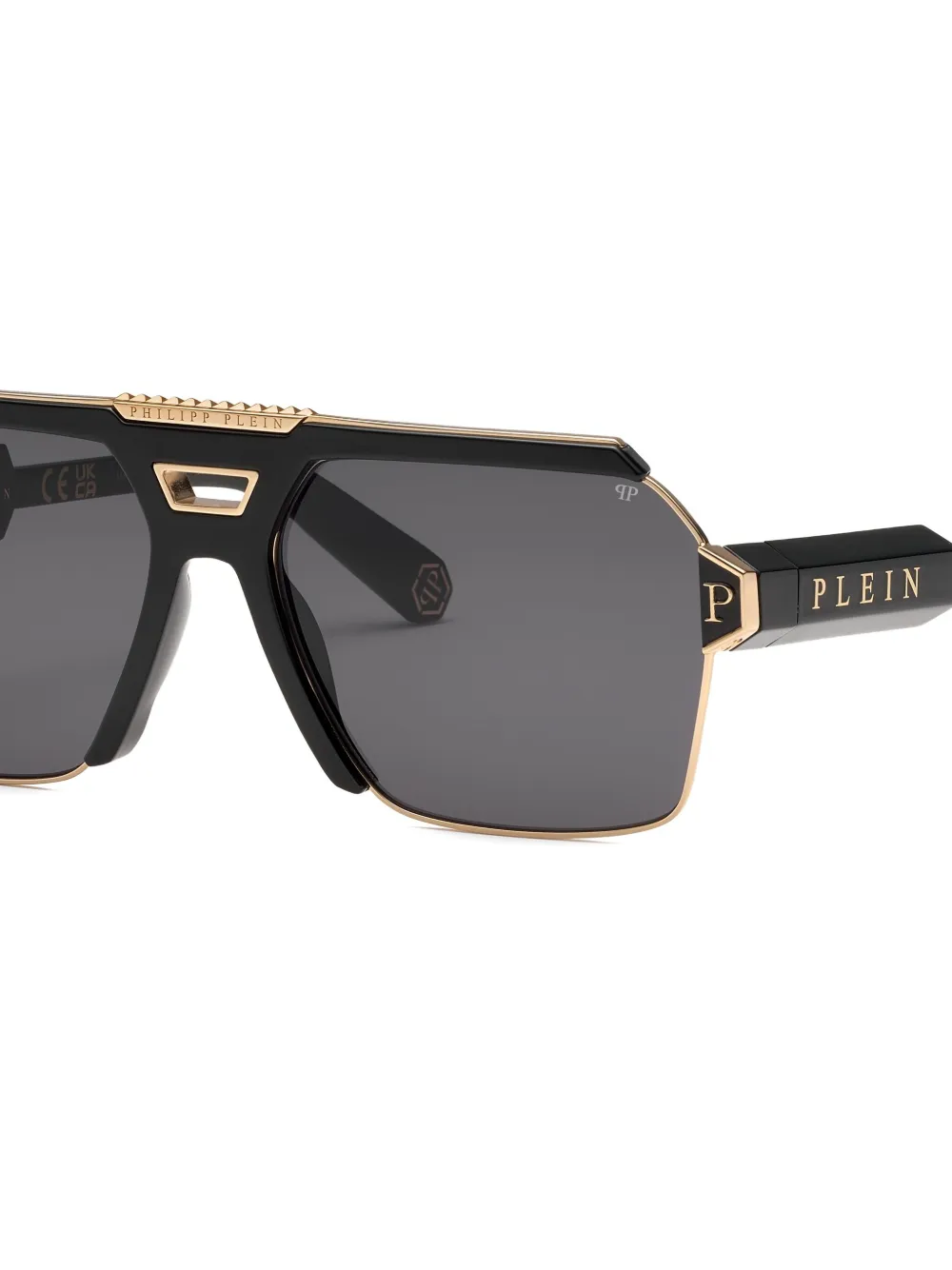 Philipp Plein Eyewear Zonnebril met geometrisch piloten montuur Zwart
