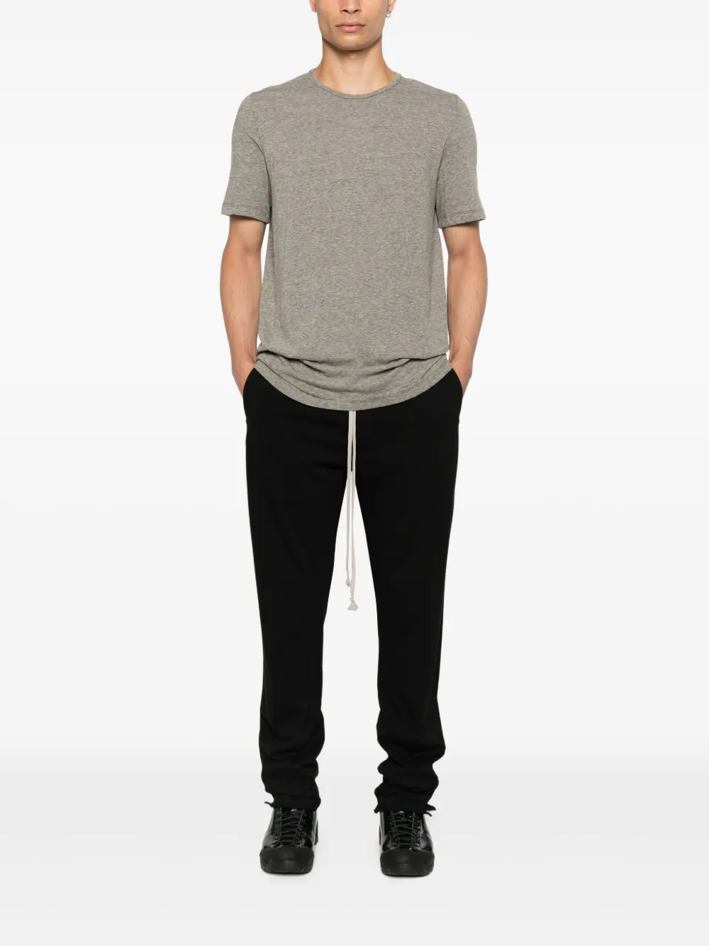 Rick Owens DRKSHDW Katoenen T-shirt met gestrikte zijkant Grijs