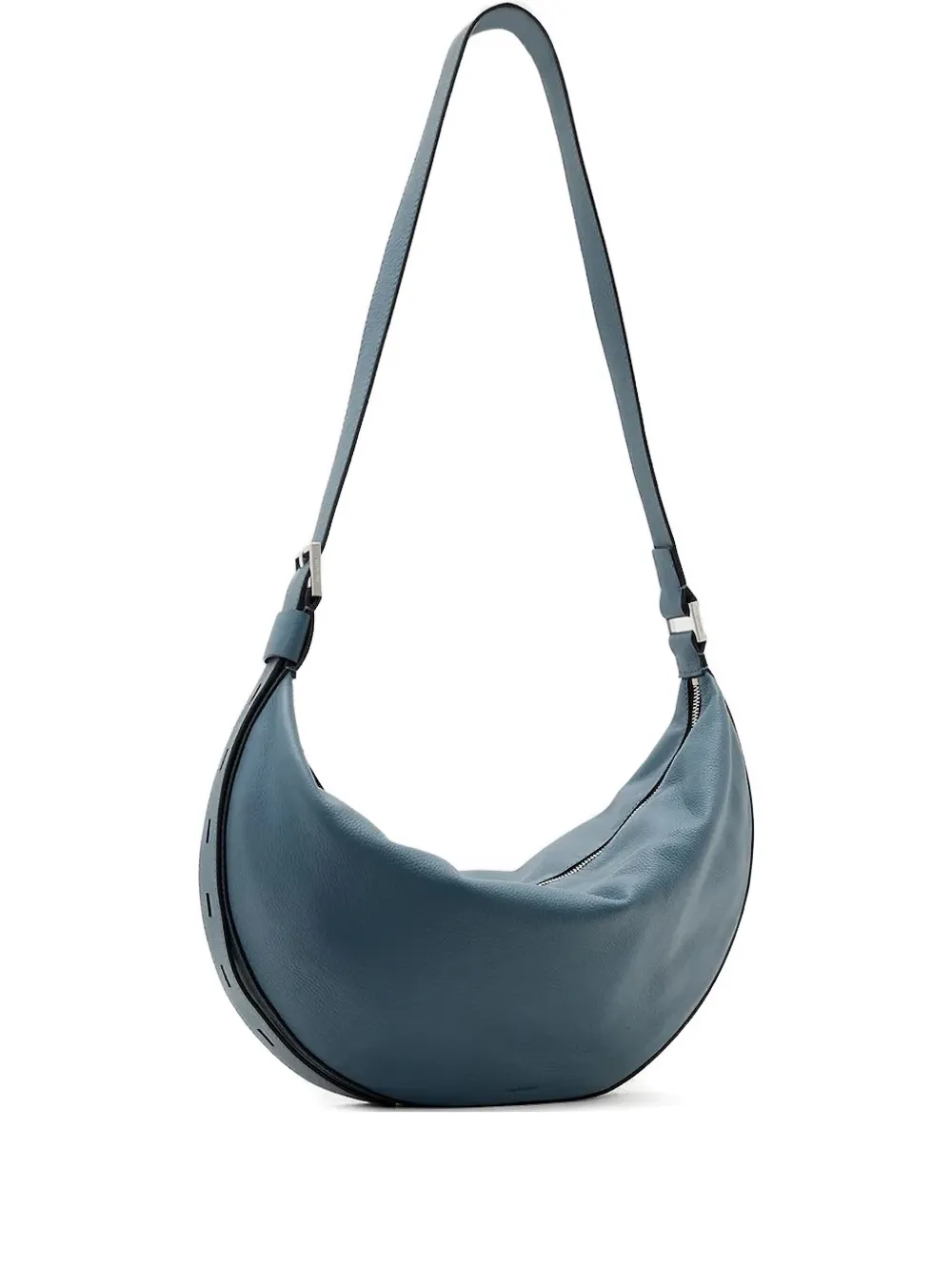 AllSaints crescent zipped shoulder bag | Blue | Image 1
