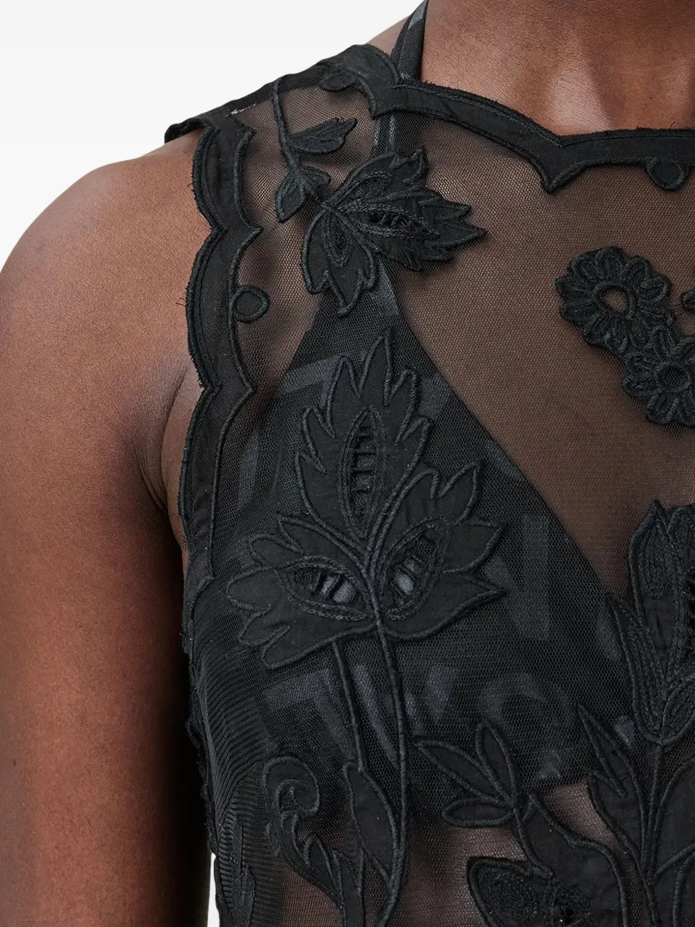 AllSaints Rye maxi-jurk met geborduurde bloemen Zwart