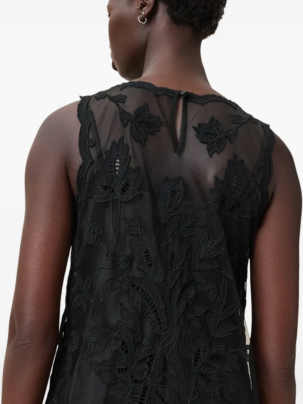 AllSaints Rye maxi-jurk met geborduurde bloemen Zwart