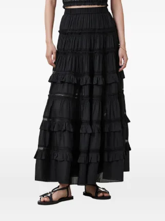 AllSaints Talia Tiered Maxi Skirt | Black | FARFETCH