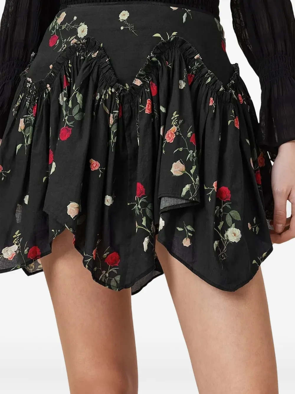 AllSaints Rok met ruches Zwart