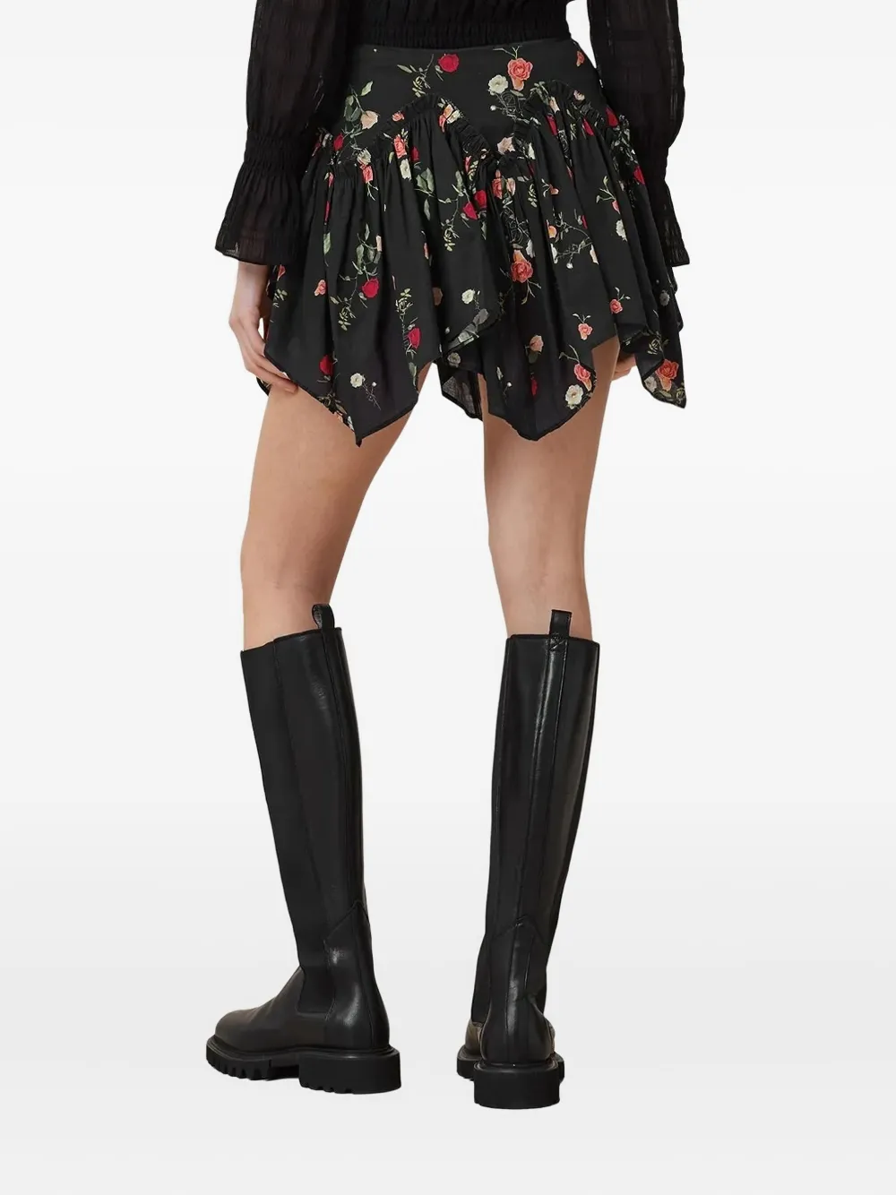 AllSaints Rok met ruches Zwart