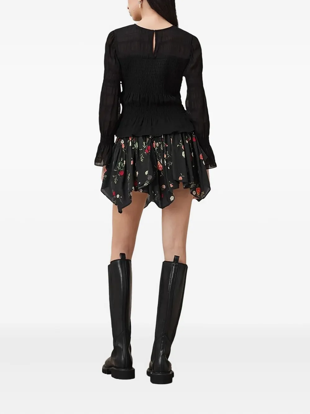 AllSaints Rok met ruches Zwart