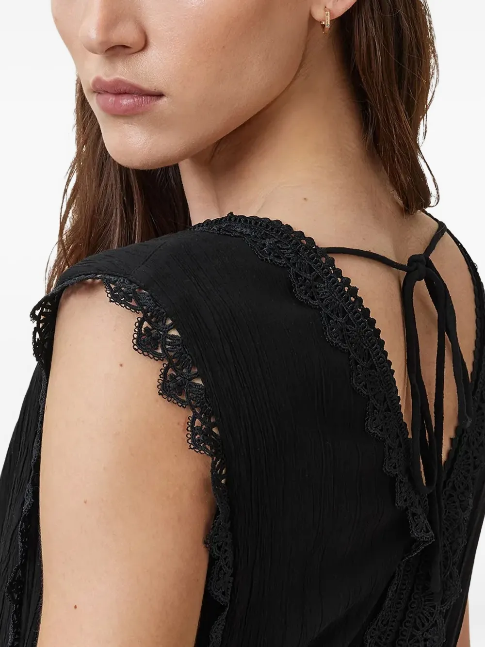 AllSaints Xanthe maxi-jurk met afwerking van kant Zwart